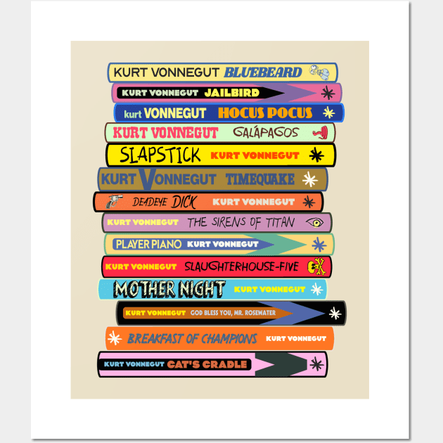 Vonnegut Book Stack Wall Art by darklordpug